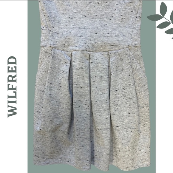 Wilfred Long Sleeve Knit Jersey Grey Mini Dress Pleated Skirt Size 0 - Picture 5 of 9